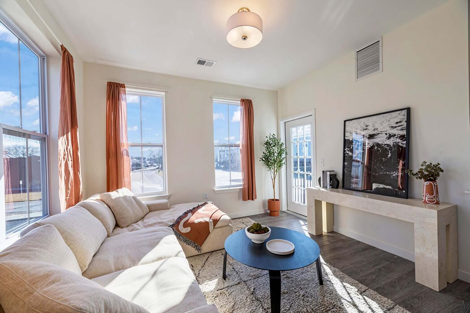 living area at trolly lofts yonkers apartments