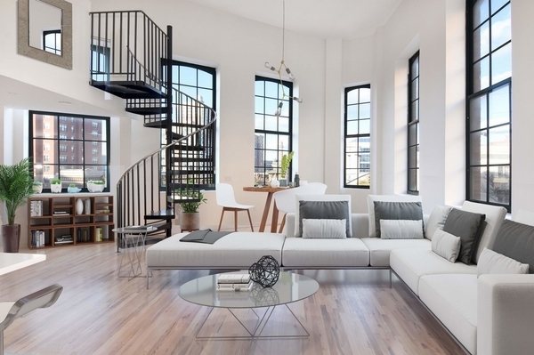 TrolleyLofts modern loft living room large windows